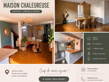 coup de cœur assuré maison familiale de 150 m² – 4 chambres – aucun travaux à prévoir – ni