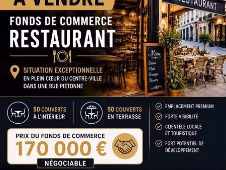 à vendre - fond de commerce restaurant - idéalement situé