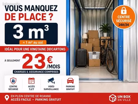 box 3 m³ de stockage sécurisé dès 23 /mois