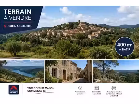 vente terrain 400 m² à brignac (34800)  129 000 €