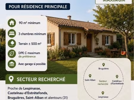 recherche maison de 90m2 minimum