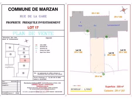 terrain 309 m² marzan