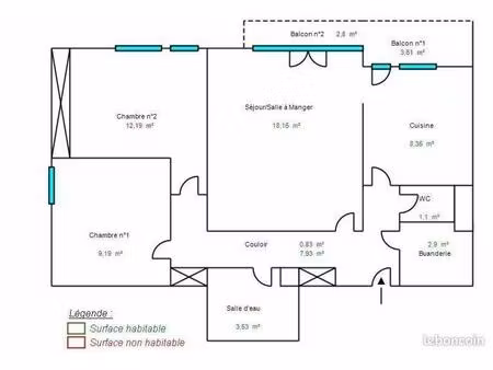 appartement 3 pieces 63  9 m2