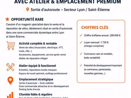 a vendre - magasin de velos avec atelier - secteur lyon / saint etienne