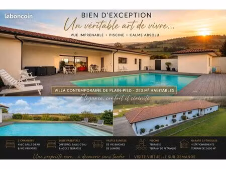 ? direct propriétaire – villa contemporaine plain pied 253 m² – 4 suites – piscine