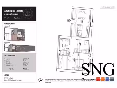 appartement 2 pièces 39 m²