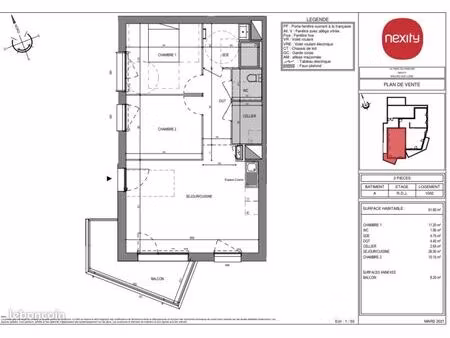 appartement 3 pièces 61 m²