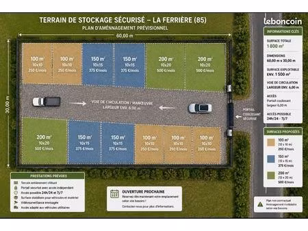 terrain de stockage sécurisé à louer – la ferrière (85)
