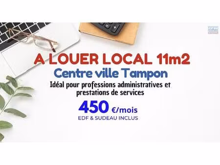votre futur bureau de 11 m2 vous attend en plein cœur du tampon ! 450 € / mois edf & sudea