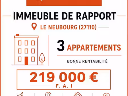 exclusivité optimhome immeuble de rapport – 3 appartements – le neubourg centre