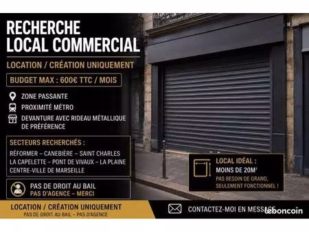 recherche petit local commercial centre ville marseille