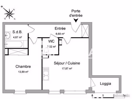 appartement 2 pièces 45 m²