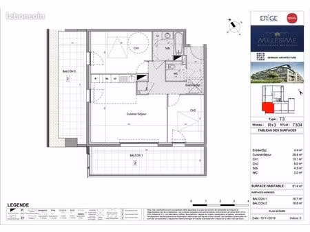 marseillan ville – port de plaisance – résidence millesime – appartement t2 avec parking p