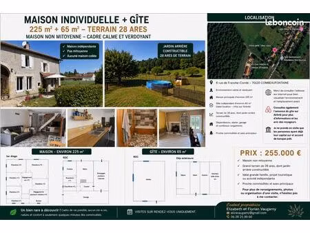 maison familiale meublée + gîte clé en main +28ares