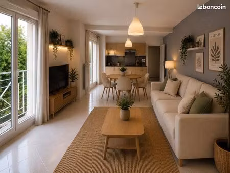appartement f2 + parking / calme vue jardin