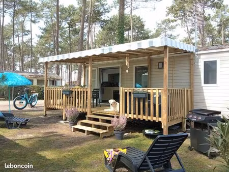 mobile home avec terrasse parfait état tout équipé 6 personnes à contis-saint julien / lan