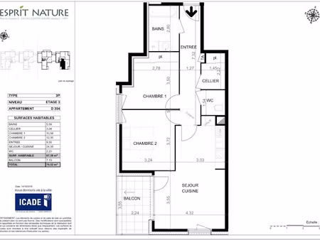 location appartement 3 pièces 67 m² à viry (74580)  1 180 €
