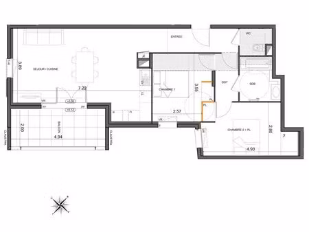 appartement t3 neuf dans une résidence avec piscine  à deux pas des plages