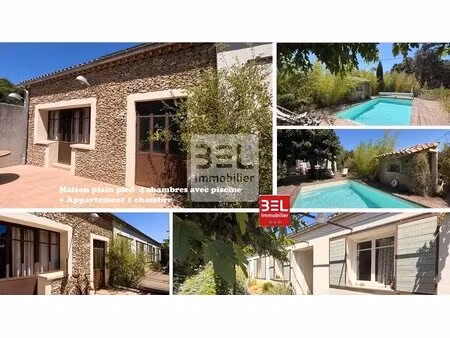 maison de plain-pied avec piscine  jardin et appartement indépendant à aramon