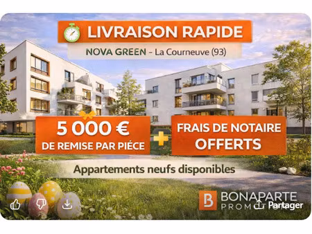 vente appartement 2 pièces 65 m² la courneuve (93120)