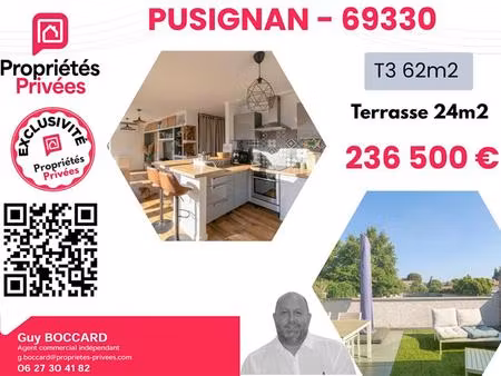 appartement pusignan 3 pièce(s) 62 m2