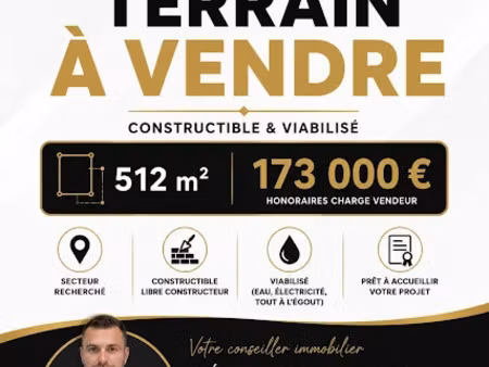 vente terrain à batir 512 m² à fos-sur-mer (13270)  173 000 €