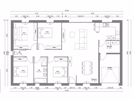vente maison neuf 5 pièces 108m2 la jarrie - 275000 € - surface privée