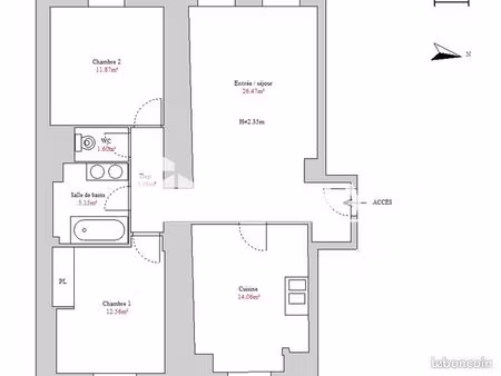 appartement 3 pièces 74 m²