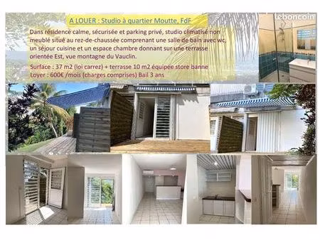 studio climatisée 37 m2  terrasse 10 m2  parking privé quartier moutte fdf