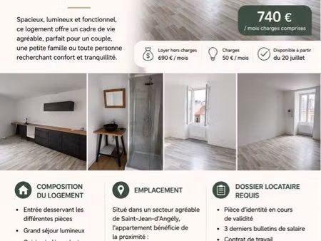 superbe appartement t3 de 80 m² à saint-jean-d’angély