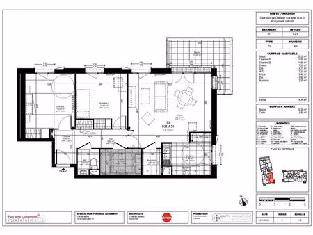 appartement 3 pièces 74 m²