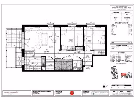 appartement 3 pièces 74 m²