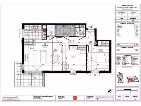 appartement 3 pièces 75 m²