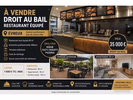 à vendre fond de commerce+ appartement 2chb 80m2