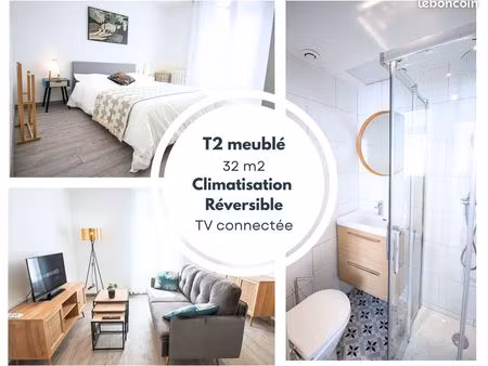 lumineux t2 32 m² meublé climatisé