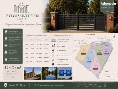 terrains viabilises en clos prive - carvin