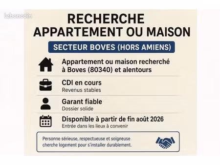 recherche appartement secteur boves( voir description)