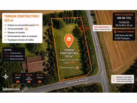 terrain 993 m² puybegon