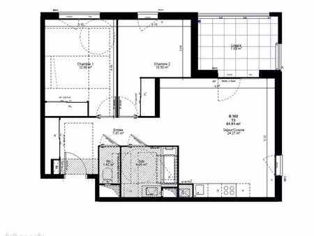 appartement 3 pièces 61 m²