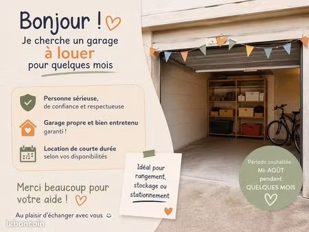 cherche garage ou box