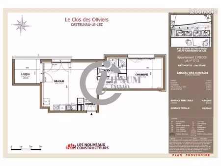 appartement 2 pièces 43 m²