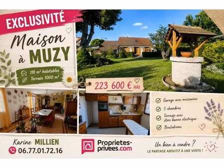 muzy 27650 maison individuelle - 1 étage - 3 chambres - 1 bureau - garage - quart port -..