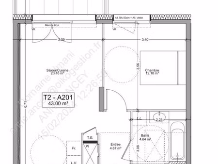 appartement 2 pièces 43 m²