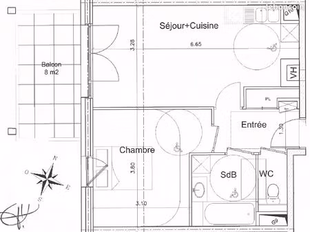 t2 secteur gare 43m² cave garage balcon