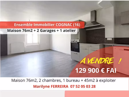 vente maison 4 pièces 76.23 m² à cognac (16100)  129 900 €