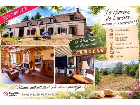 la madeleine de nonancourt 27320 maison individuelle - 1 étage - 4/5 chambres - 2 granges.