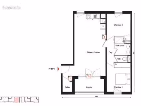 appartement 3 pièces 63 m²