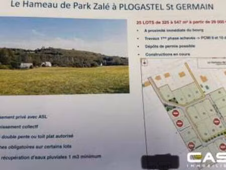 vente terrain à plogastel-saint-germain (29710) : à vendre / 356m² plogastel-saint-germain