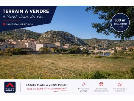vente terrain 300 m² à saint-jean-de-fos (34150)  115 000 €
