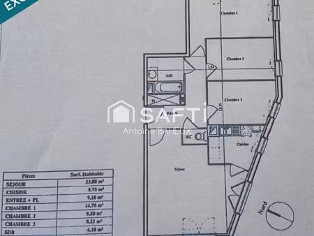 appartement t4 bbc – résidence sécurisée – 3 chambres – 2 terrasses – parking